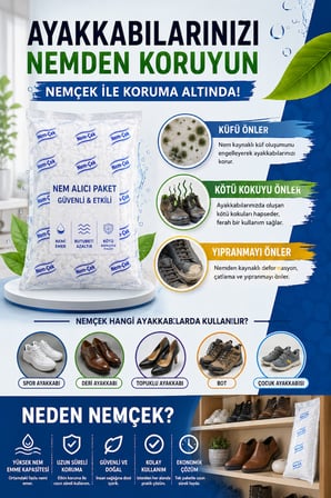 Kıyafet Dolabı Nemçek Nem Çekici Nem Emici Rutubet Alici Küf Önleyici Koku Giderici 1 Paket 250 gr