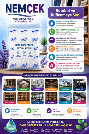 YEMEK DOLABI NEMÇEK NEM EMİCİ ÇEKİCİ RUTUBET ALICI KÜF ÖNLEYİCİ KÖTÜ KOKU GİDERİCİ 2500 GR 10 PAKET