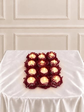 fema aksesuar bordo ledli kına el mumu ,nedime mumu , düğün, sünnet,bride,led ışıklı ,tealight mum pilli (12adet)