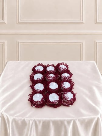 fema aksesuar bordo ledli kına el mumu ,nedime mumu , düğün, sünnet,bride,led ışıklı ,tealight mum pilli (12adet)
