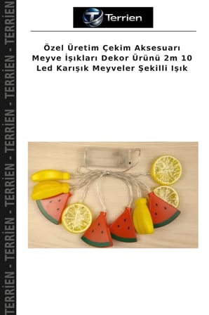 Özel Üretim Çekim Aksesuarı Meyve İşıkları Dekor Ürünü 2m 10 Led Karışık Meyveler Şekilli Işık