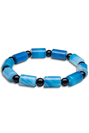 Sertifikalı Doğal Yüksek Kalite Damarlı Mavi Akik Bileklik