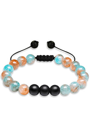 Doğal Mavi Kahverengi Kuvars Oniks Taşı Doğal Taş Bileklik Seti