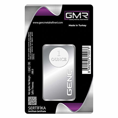 E-GÜMÜŞ 1 ONS(31.10gr) Külçe Gümüş