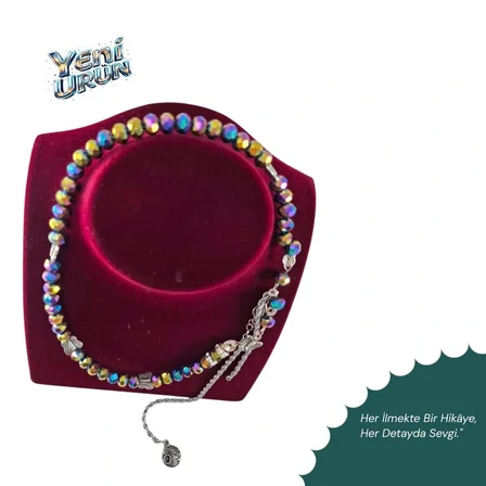 Kristal Boncuklu ve Kelebek Figürlü Gösterişli Gümüş Zincir Kolye|EG Design
