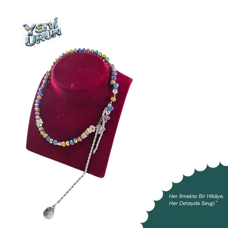 Kristal Boncuklu ve Kelebek Figürlü Gösterişli Gümüş Zincir Kolye|EG Design