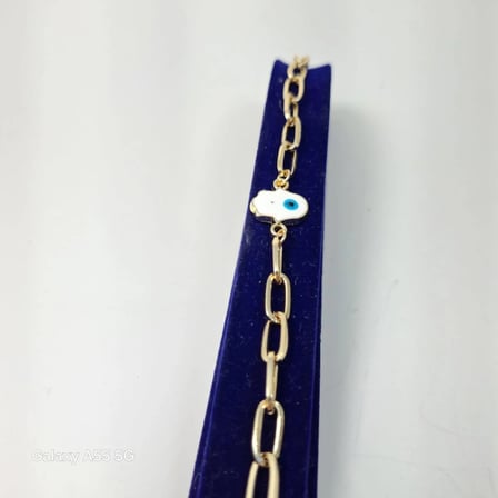 EG Design 3'lü Kombin Set: Altın Tonlu Nazar Boncuklu, Gümüş Renkli Firuze Taşlı ve Fatma Ana Eli Figürlü Bileklik (20-21 cm)