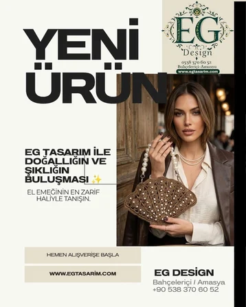 Kahverengi İstiridye İnci Detaylı El Çantası – EG Design