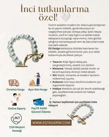 Kalp Figürlü İnci Boncuklu Şık Bileklik – EG Design