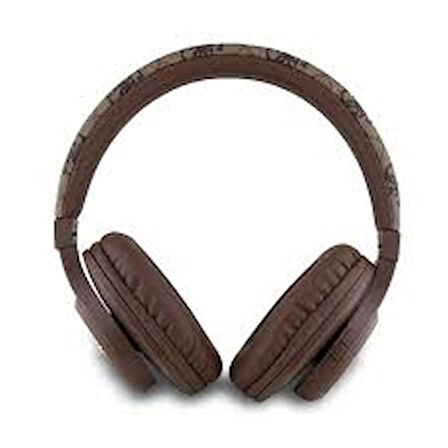 GUESS TONE ON TONE KULAK ÜSTÜ BLUETOOTH KULAKLIK PU 4G DESENLİ METAL YAZI LOGOLU KAHVERENGİ