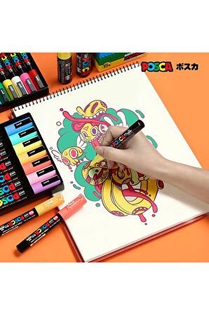 Posca Uni Pc-1Mr Renkli Boya Marker Kalemler Ultra İnce 0,7 Mm (1  ADET SİYAH+1 ADET BEYAZ)