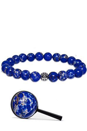 Sertifikalı A+ Gümüş Aparatlı Doğal Mavi Varisit Taşı Bileklik