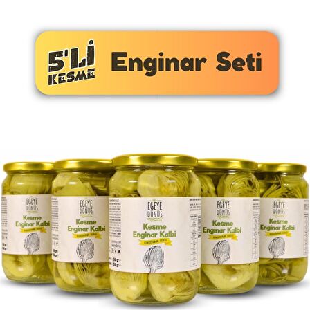 5'li Kesme Enginar Konserve - Yarma Enginar Kalbi (Yemeğe Hazır) - 5 Adet * 650 Gr.