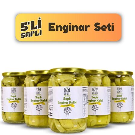 5'li Saplı Enginar Konserve - Saplı Enginar Kalbi (Yemeğe Hazır) - 5 Adet * 650 Gr.
