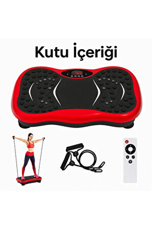 Titreşimli Plaka Egzersiz Aleti – Uzaktan Kumanda ve Direnç Bantlı, Kardiyo ve Zayıflama Platformu