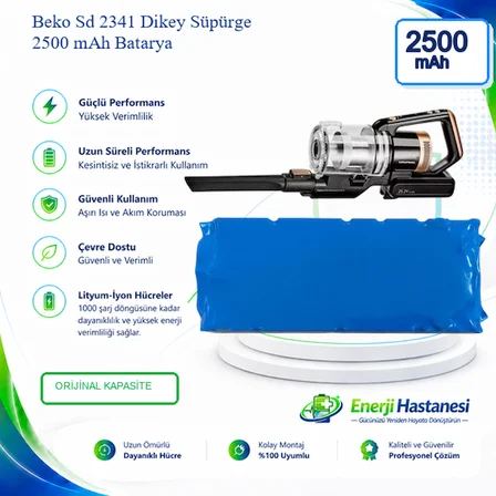 Beko Sd 2341 Dikey Süpürge 2500 mAh Batarya