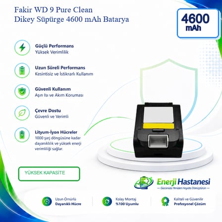 Fakir WD 9 Pure Clean Dikey Süpürge 4600 mAh Batarya