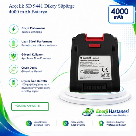 Arçelik SD 9441 4000 Mah Şarjlı Dikey Süpürge Bataryası
