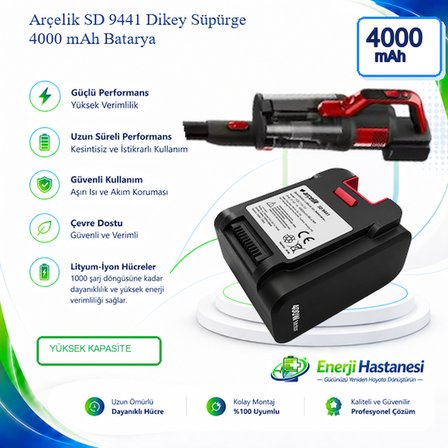 Arçelik SD 9441 4000 Mah Şarjlı Dikey Süpürge Bataryası