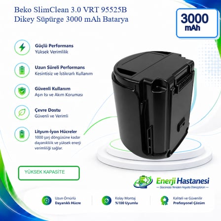 Beko SlimClean 3.0 VRT 95525B Dikey Süpürge 3000 mAh Batarya