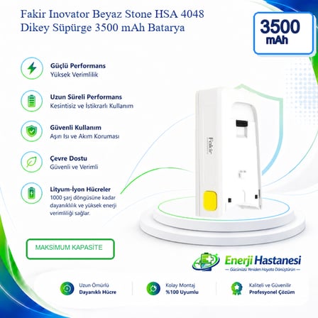 Fakir Inovator Beyaz Stone HSA 4048 Dikey Süpürge 3500 mAh Batarya