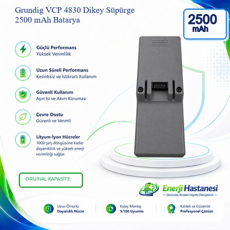 Grundig VCP 4830 Dikey Süpürge 2500 mAh Batarya