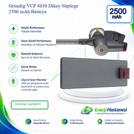 Grundig VCP 4830 Dikey Süpürge 2500 mAh Batarya