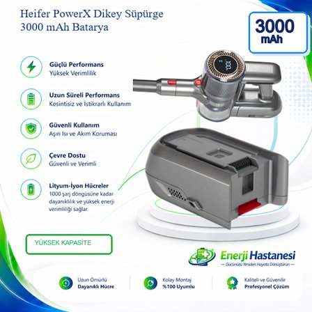 Heifer PowerX Dikey Süpürge 3000 mAh Batarya