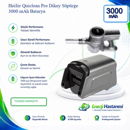 Heifer Quiclean Pro Dikey Süpürge 3000 mAh Batarya