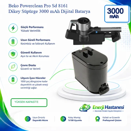 Beko Powerclean Pro Sd 8161 Dikey Süpürge 3000 mAh Dijital Batarya