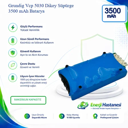 Grundig Vcp 5030 Dikey Süpürge 3500 mAh Batarya