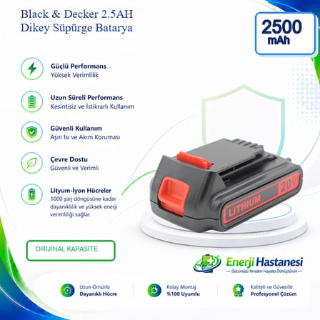 Black & Decker 2.5AH Dikey Süpürge Batarya