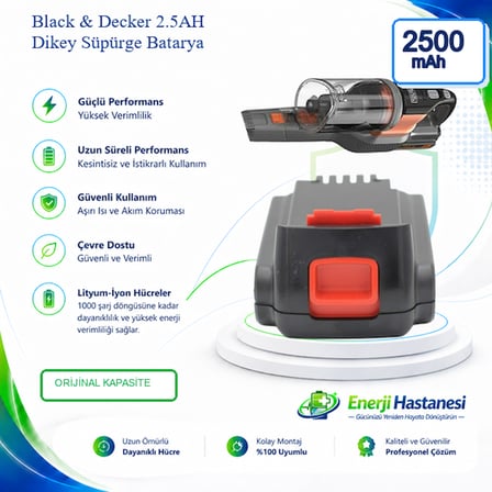 Black & Decker 2.5AH Dikey Süpürge Batarya