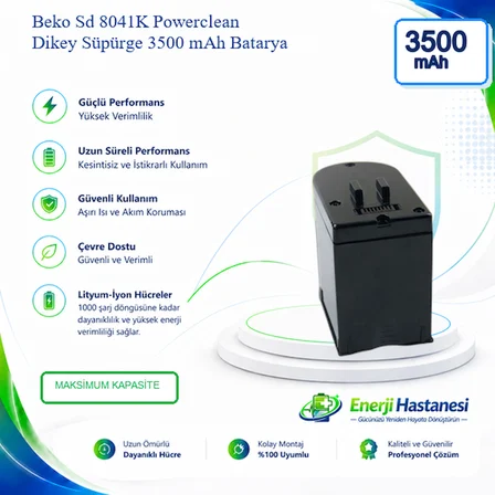 Beko Sd 8041K Powerclean Dikey Süpürge 3500 mAh Batarya