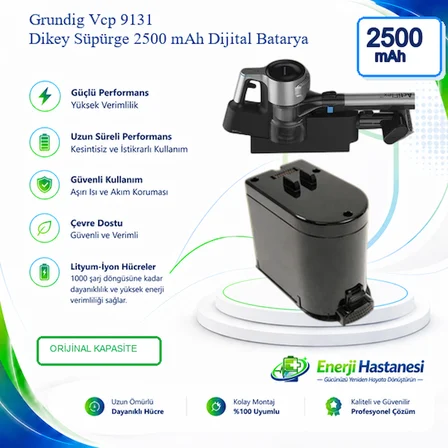 Grundig Vcp 9131 Dikey Süpürge 2500 mAh Dijital Batarya