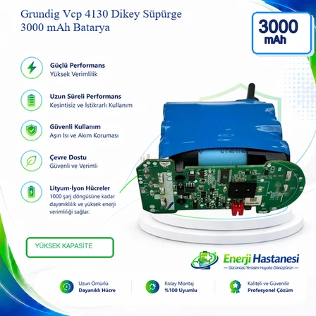 Grundig Vcp 4130 Dikey Süpürge 3000 mAh Batarya