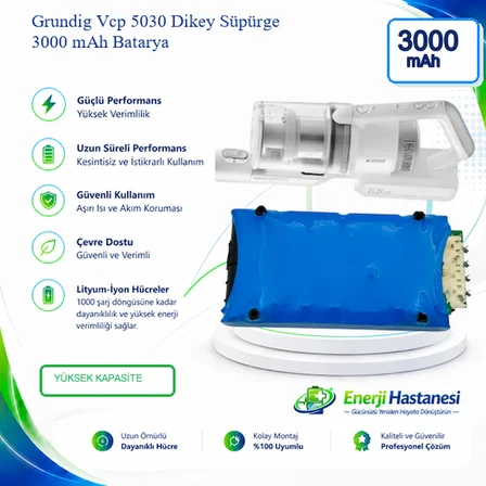 Grundig Vcp 5030 Dikey Süpürge 3000 mAh Batarya
