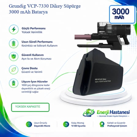 Grundig VCP-7330 Dikey Süpürge 3000 mAh Batarya