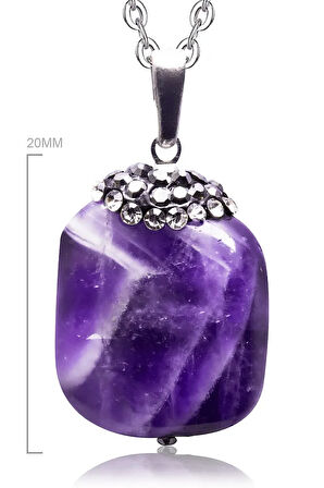 Sertifikalı Şekilsiz Doğal Ametist Taşı Kolye
