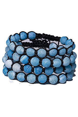 Sertifikalı Damarlı Mavi Akik Taşı Doğal Taş Bileklik