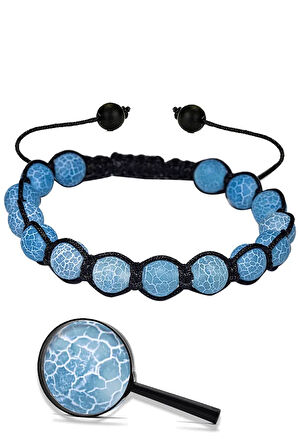 Sertifikalı Damarlı Mavi Akik Taşı Doğal Taş Bileklik