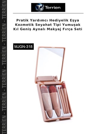 Pratik Yardımcı Hediyelik Eşya Kozmetik Seyahat Tipi Yumuşak Kıl Geniş Aynalı Makyaj Fırça Seti