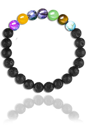 Sertifikalı Meditasyon Doğal Taş Lav Opal Akik Lapis Ametist Aventurin Kaplan Gözü 7 Çakra Bileklik