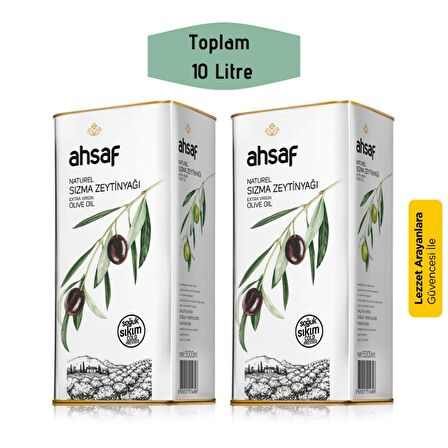 Ahsaf Soğuk Sıkım Sızma Zeytinyağı 2 x 5 lt Teneke 