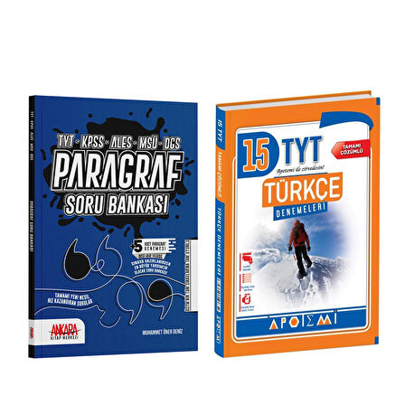 Apotemi TYT Türkçe 15 li Deneme ve AKM Paragraf Soru Bankası Seti 2 Kitap