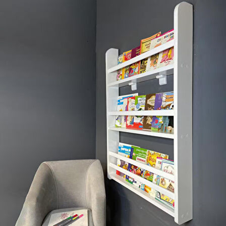 Emdief Home Çocuk Odası Eğitici Montessori Kitaplık 3 Raflı Bebek Odası Kitap