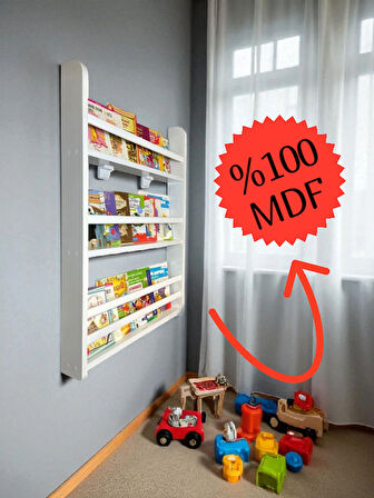 Emdief Home Çocuk Odası Eğitici Montessori Kitaplık 3 Raflı Bebek Odası Kitap