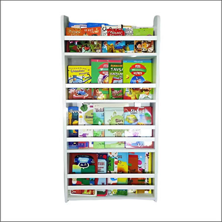 Carmen 4 Raflı Montessori Kitaplık - Çocuk Odası İçin Kendin Yap Kitaplığı - MDF 5 Bölmeli Duvara Asılan Bebek Odası Kitaplık