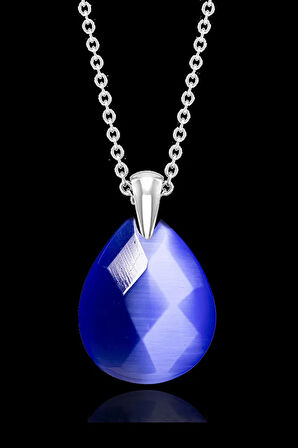 Sertifikalı Fasetli Mavi Akik Taşı Kolye - Aaa Kalite