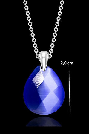 Sertifikalı Fasetli Mavi Akik Taşı Kolye - Aaa Kalite